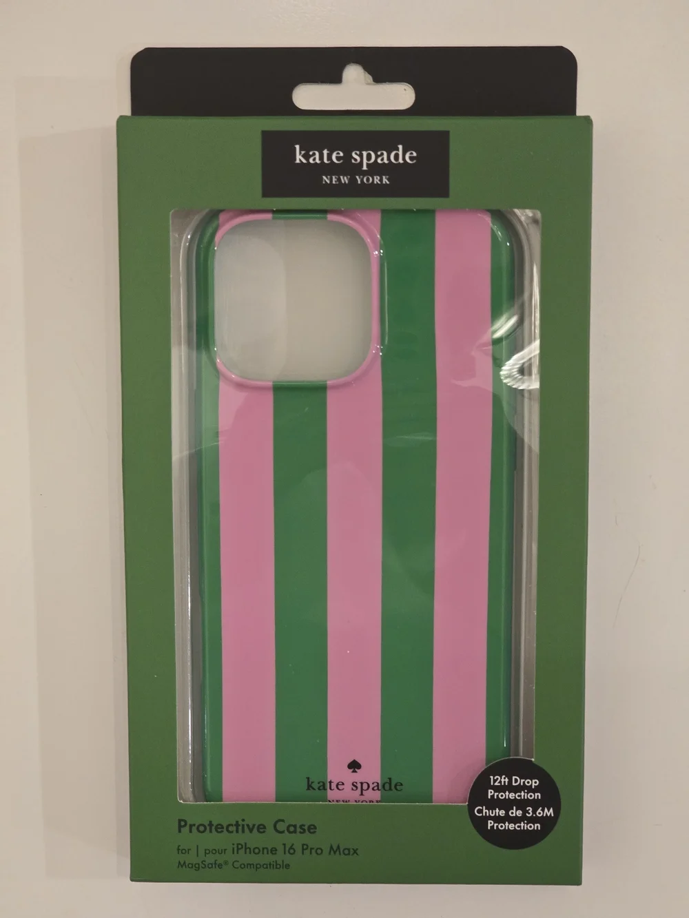 NWT kate spade New York iPhone 16 Pro Max Pink & Green Striped Phone Case